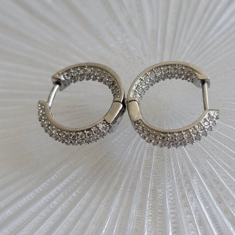 Stainless Steel Silver Earrings with sparkling stones